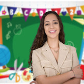 Aperturee - Green Blackboard Back To School Backdrop For Photo
